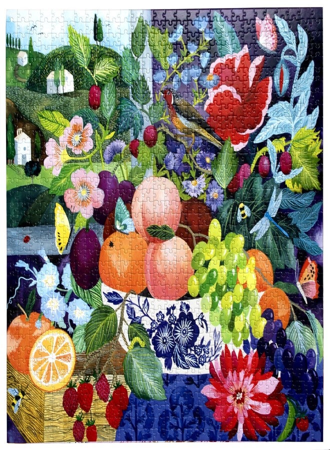 eeBoo Piece & Love: Stone Fruit Still Life - 1000 Piece Puzzle - 23" Square Adult Jigsaw, Malin Gyllensvaan’s Lush Orchard Nature Scene, Eco-Friendly - Image 3